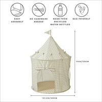 3 Sprouts Kids Play Tent for Ages 3 to 10 - Gingham Beige - image 3