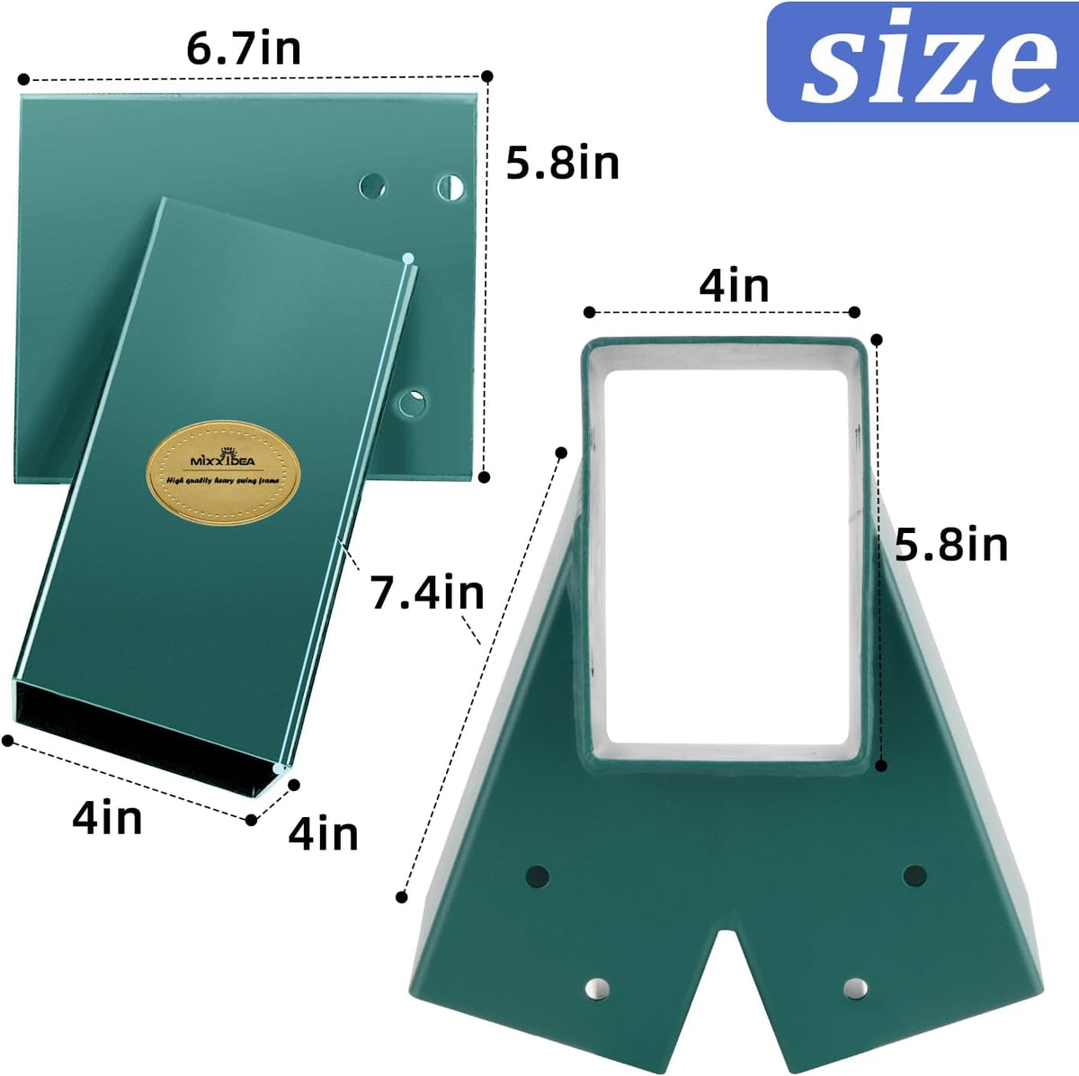 MIXXIDEA 2 pack black heavy duty steel swing set A-frame brackets - view 6