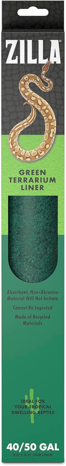 Zilla Reptile Terrarium Bedding Substrate Floor Liner, Green - 17.25" x 35.25"