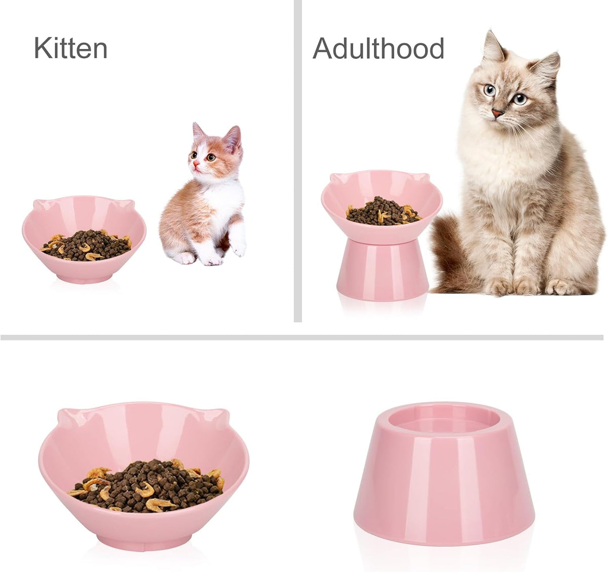 Detachable Elevated Cat Bowls - Pink - image 3