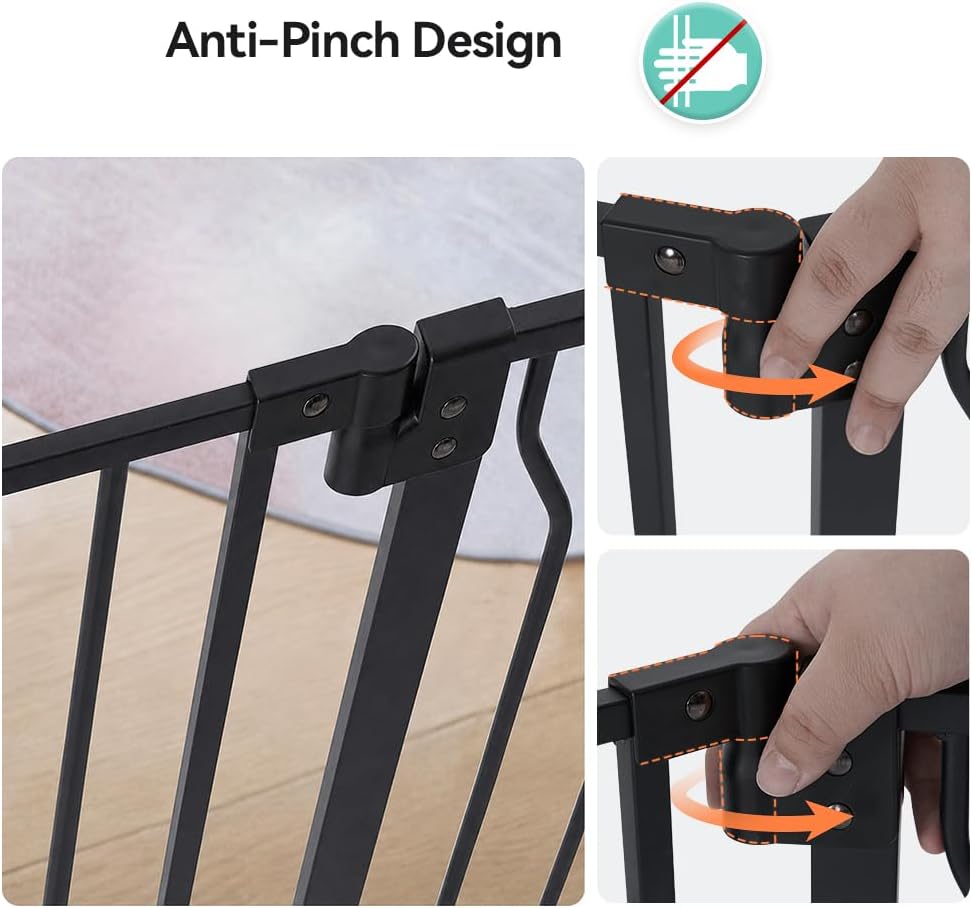 COMOMY 29.5-43.7" Pet Gate with Adjustable Cat Door for Stairs - Black / 43.7" Wide x 30" Tall - image 4