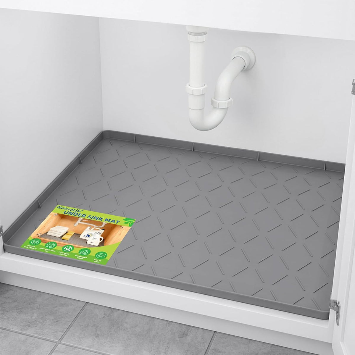 MateeyLife Silicone Waterproof Mat for Dog & Cat Food Mat 19"X12" – Essentials for Dogs - 22''W x 31''L / Dark Grey