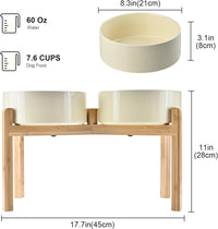 SPUNKYJUNKY Elevated Dog Bowls Ceramic - 8.3 in - 7.6 cups / Beige - image 2