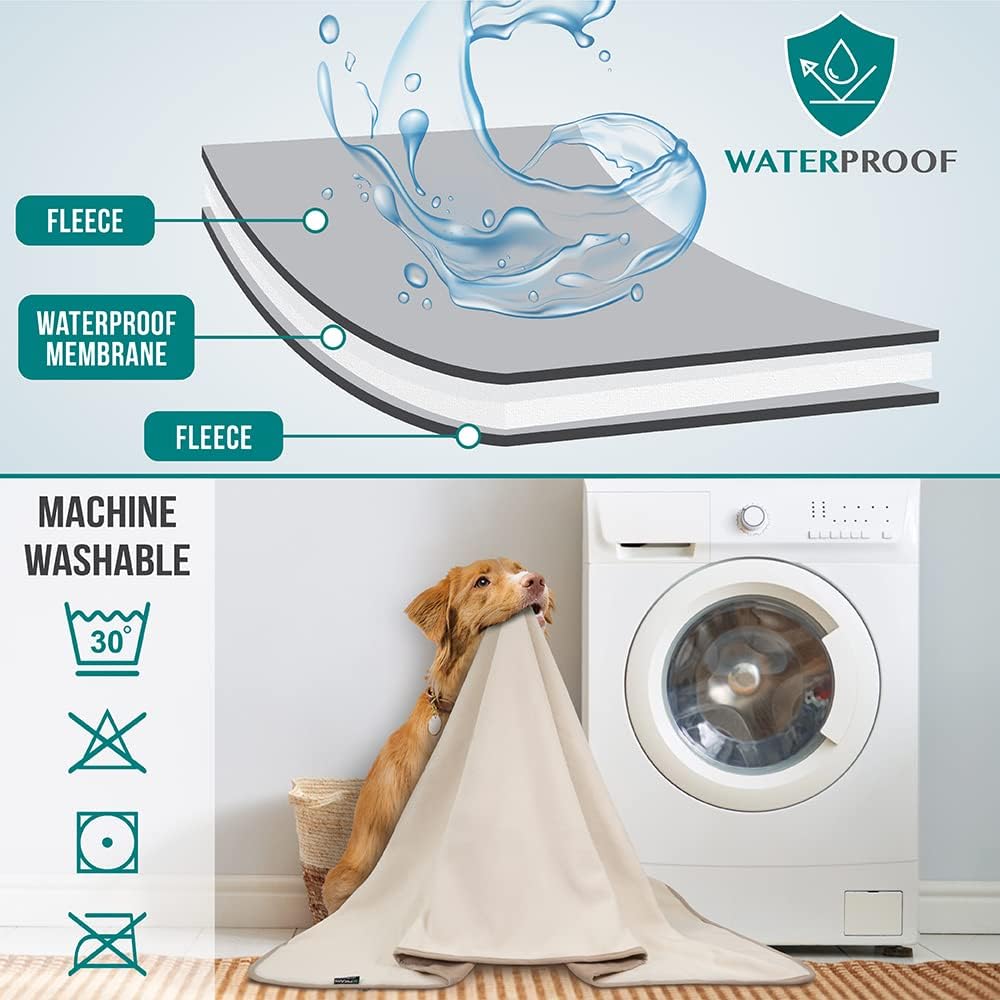 PetAmi Waterproof Dog Blanket, Leakproof Pee Proof Cat Blanket - Taupe/Beige / Large (40x60) - image 3