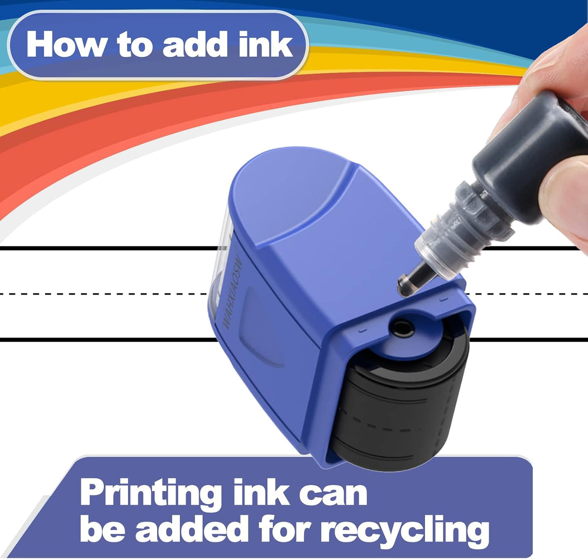 Handwriting Lines Stamp Roller Self-Inking Line Rolling Stamps - Yellow+blue - image 3