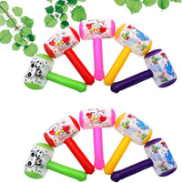 NUOBESTY 10 pack inflatable cartoon hammer toys with bells in assorted animal prints - view 3