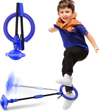 Hewog Skip Ball, Portable Foldable Colorful Flash Wheel Swing Ball, Kids Toys for Girls & Boys - Blue