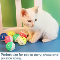 PET SHOW 20Pcs Cat Toy Balls with Bell Inside 1.57" 1.4" Plastic Kitten Chase Toys Jingle Bell Ball for Cat Indoor Training