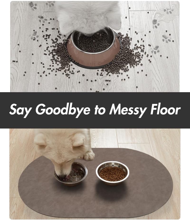 MontVoo Absorbent Dog Food Mat-Dog Mat for Food and Water Bowl - Brown / 12"x19" - image 3