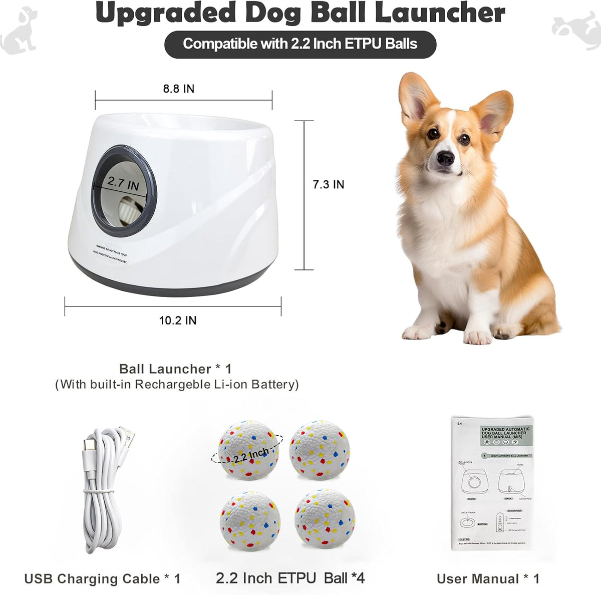 MEKAPLE Automatic Dog Ball Launcher - Silver Grey - image 3