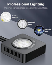 Pawfly 15 W Saltwater Aquarium Light Clip On LED Reef Light for Corals Dimmable LED Aquarium Light with Touch Control Marine Fish Tank Light with Adjustable Brightness Brilliant Blue White Red Lights