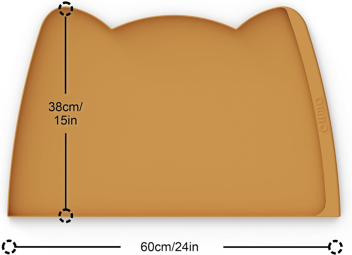 OHMO Cat Food Mat, Silicone Pet Feeding Mat, 18x9.8 - 24"L x 15"W / Honey - image 2