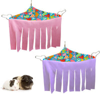 RIOUSSI Guinea Pig Hideout Hideaway Corner Fleece Toys Cage - Pink+Purple / Triangle