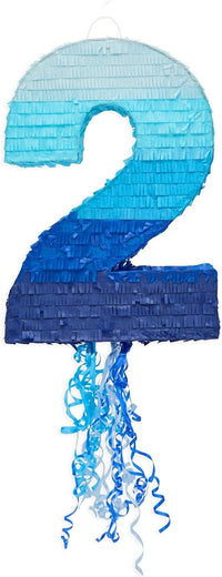 BLUE PANDA Pull String Pinata Number 5, Ombre Blue - Number 2 - image 4