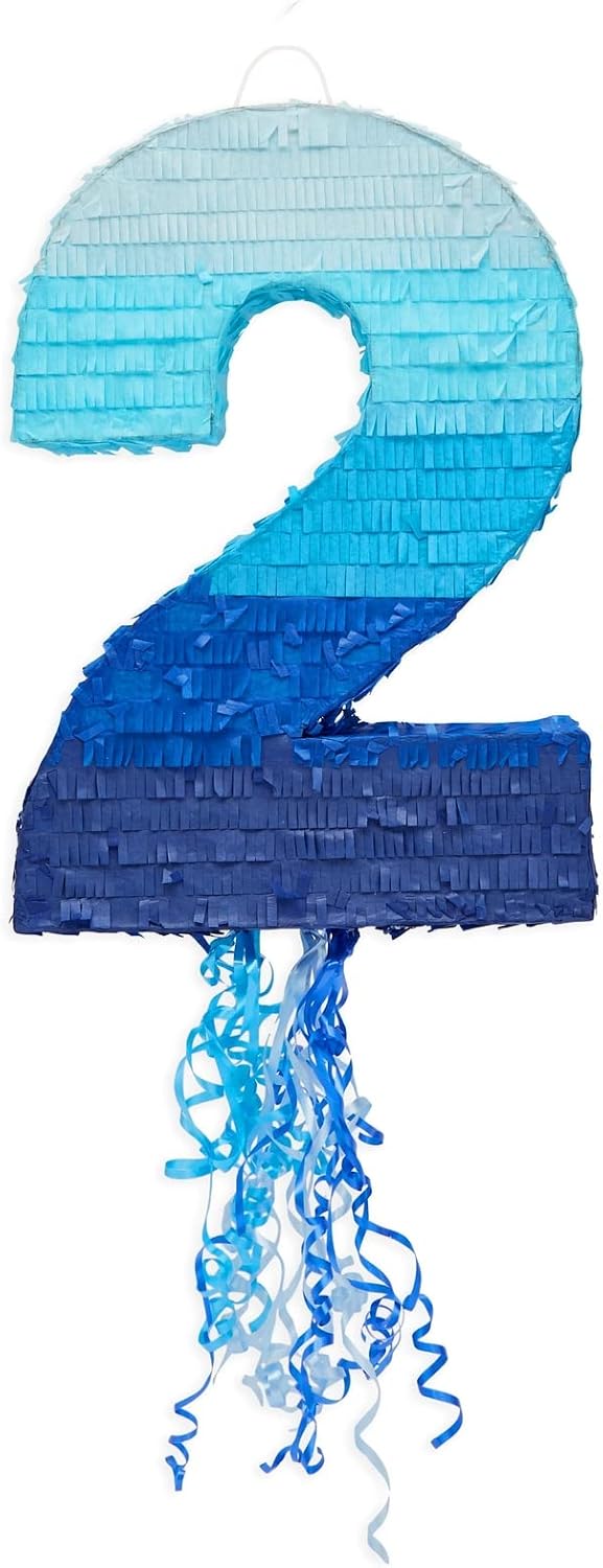BLUE PANDA Pull String Pinata Number 5, Ombre Blue - Number 2 - image 4