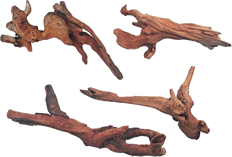 Natural Driftwood Decor for Aquarium Decorations Reptile Tank - Pack of 4 (5. to 8 Inch)
