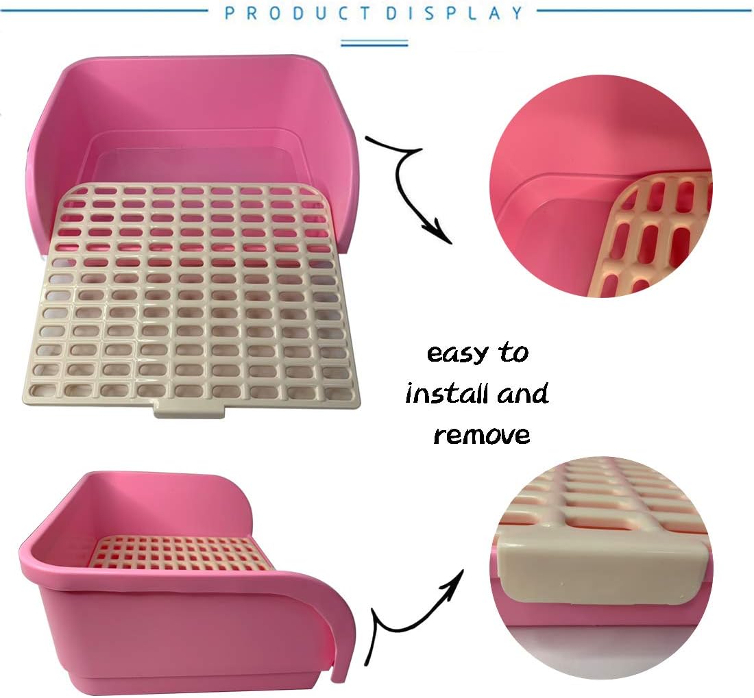 Large Rabbit Litter Box Corner Bedding Box Chinchilla Toilet Trainer - PINK - image 4