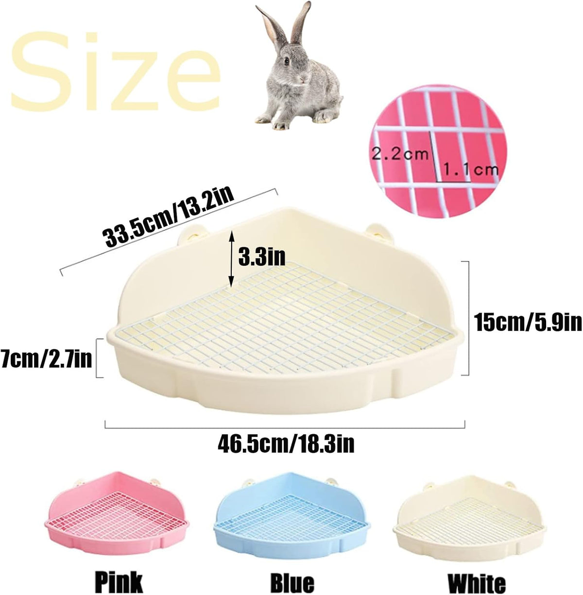 PINVNBY Large Rabbit Litter Box Bunny Corner Toilet Box Small Animal - White - image 4