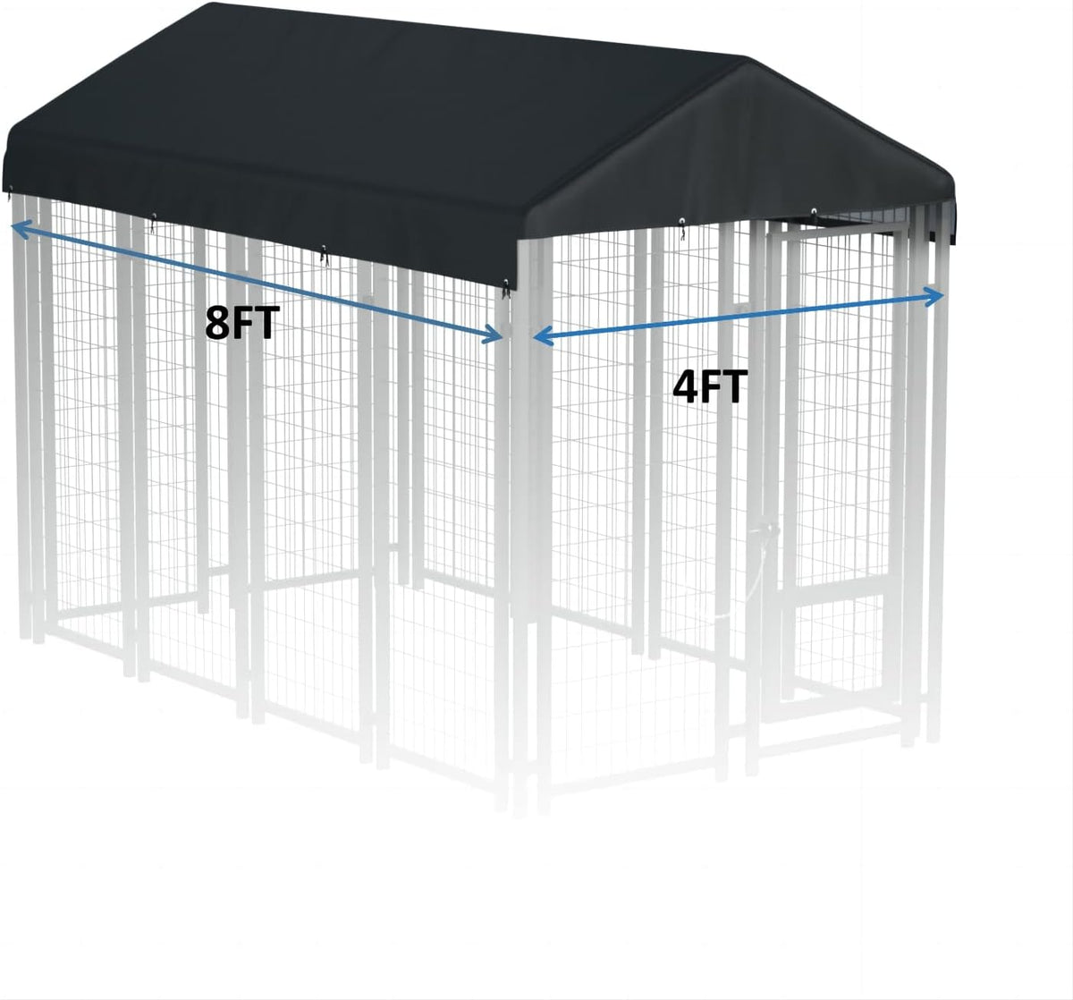 5x10 FT Dog Kennel Cover 900D Waterproof UV Outdoor Roof Replacement - Black / 8'L x 4'W - image 2