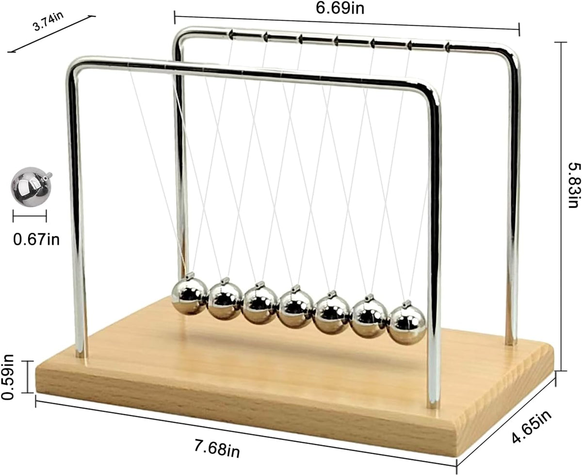 QLKUNLA Newtons Cradle Balance Balls Science Physics Gadget Desktop - Beech,7 Balls - image 3