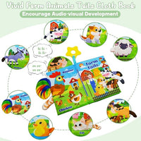 Big Musical Red Barn Toy Farm Animal Finger Puppets for 1 2 3 4 5 Years Old, Animal Figures Playset with Farm Tails Baby Book, Sensory Learning Toys Gift for Toddlers Boys Girls