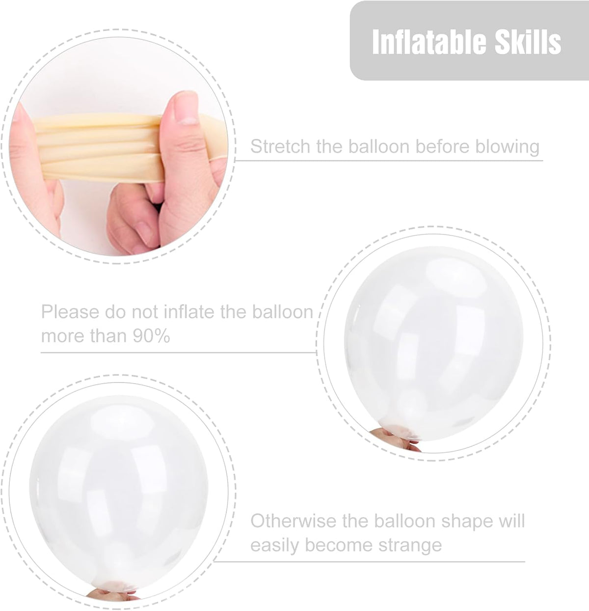 RUBFAC White Balloons Different Sizes 135pcs for Birthday Arch – Fun for Kids & Family - Clear - image 3