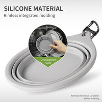 Dog Bowl Pet Travel Collapsible Bowls 2 Pack - Light grey + khaki - image 2