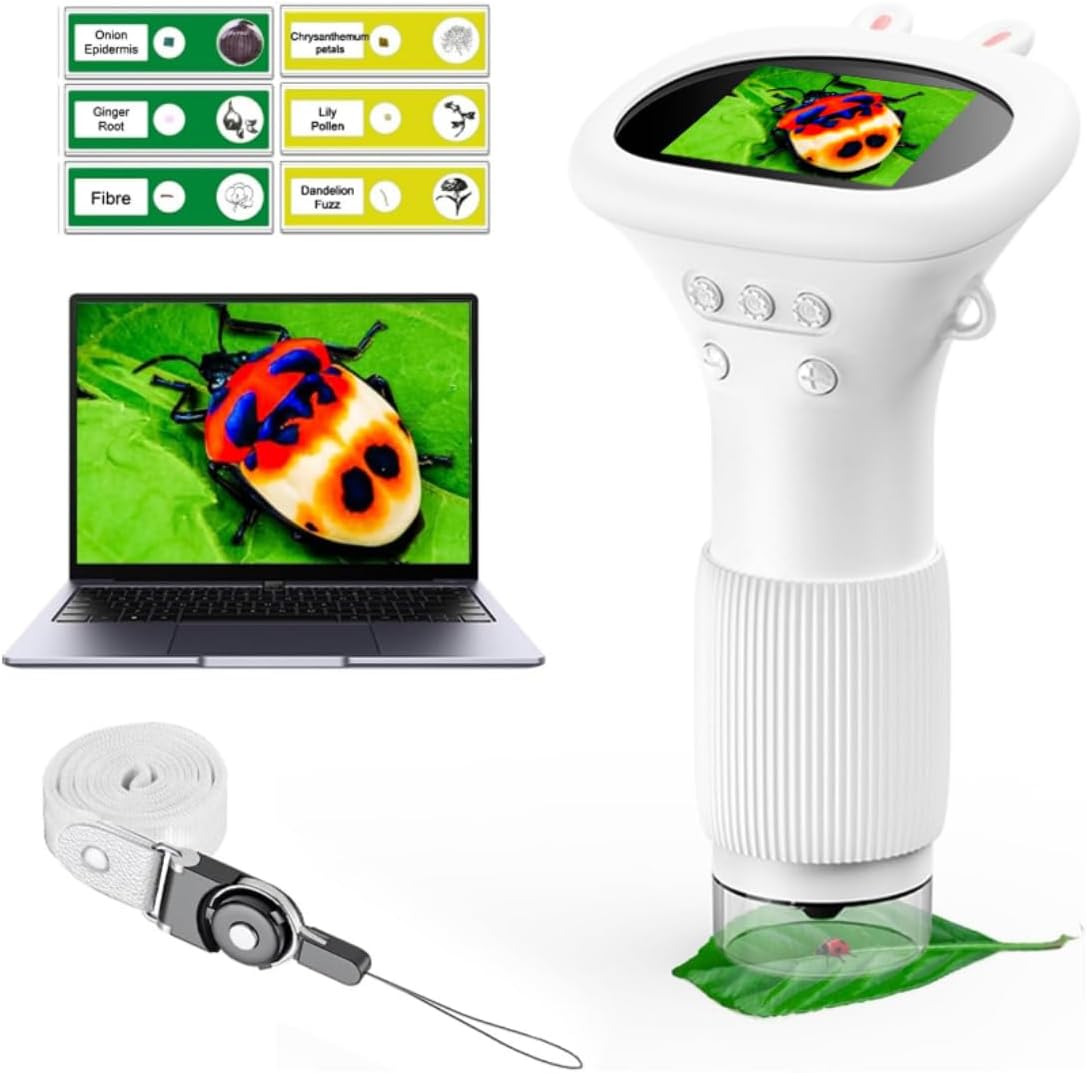 WINWEND Kids Microscope Pocket Microscope 1000X Portable Microscope - white