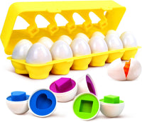 Tinabless Matching Eggs Toys 12 pcs Set Color & Shape Recognition - Yellow - Color & Shape Matching