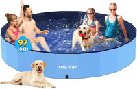 VISTOP Extra Large Foldable Dog Pool XXL - 5XL- 97" x 16" / Blue