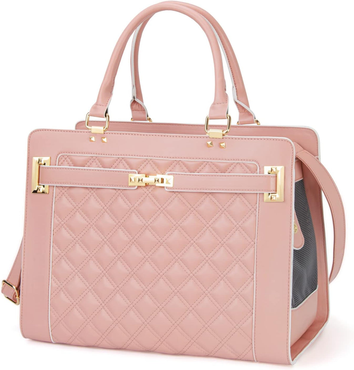 Fashion Pet Carrier Dog Cat Carrier Purse Soft-Sided Leather Handbag - Pink