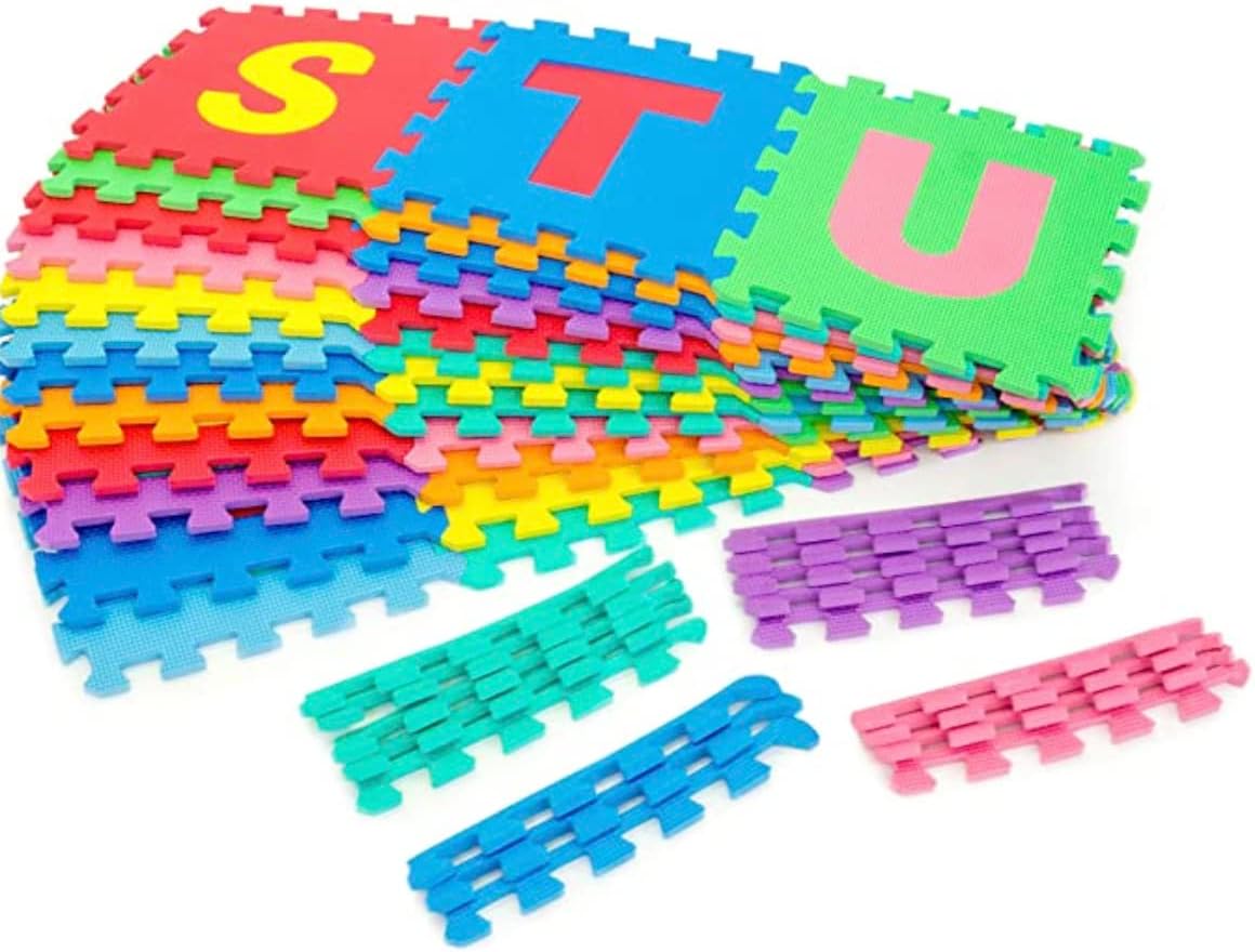 Little Fun Times alphabet play mat for baby, 60 piece foam floor puzzle with letters and numbers - view 4