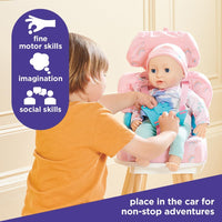 Casdon grey doll car booster seat with adjustable headrest and Huggle hand buckles - view 4
