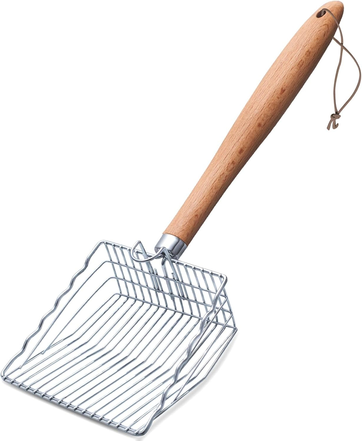 Cat Litter Scoop, Stainless Steel Kitty Metal Scooper with Hook and Hole – Daily Care for Cats - 9.8"Handle