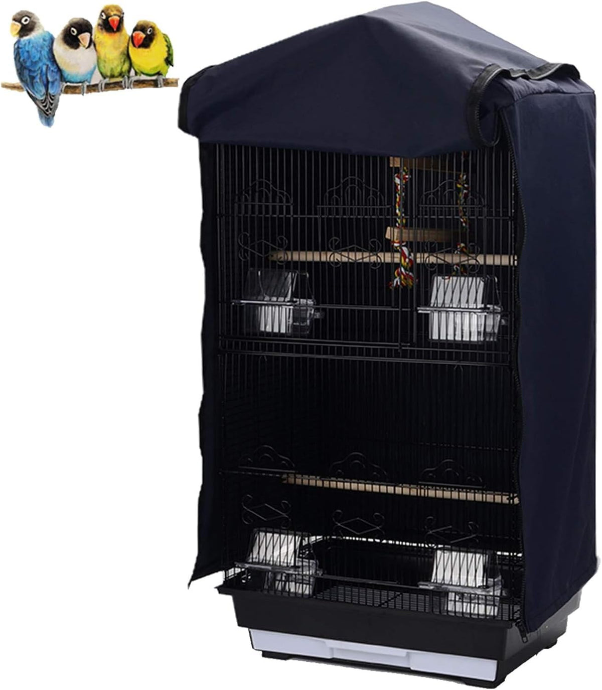QBLEEV Bird Cage Covers, Breathable Blackout Birdcage Covers for Night – Essentials for Birds - Blue / 14.1"L X 18.5"W X 35.4"H