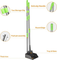 Pooper Scooper, Dog Pooper Scooper Long Handle Stainless Metal Tray and Rake for Medium Small Dogs - 1. Rake + Tray - image 3