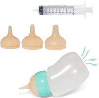 Puppy Angled Feeder Bottle, Silicone Feeding Nipple and Syringes – Essentials for Dogs - 150ml for Toy/Small Breed Puppy