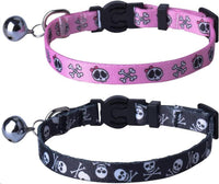 PUPTECK Halloween Cat Collar Breakaway with Bells, Kitten Outfit – Essentials for Cats - Black&Purple / NECK (7.87"-11.8")