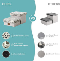 Dog Stair for Small Dogs with Storage, Foldable Pet Stairs for Medium or Puppy Dogs and Older Cats, Dog Steps for Bed or Couch with Soft Cover, 19.7x13x9.6 inch, 2 Tiers, Leopard