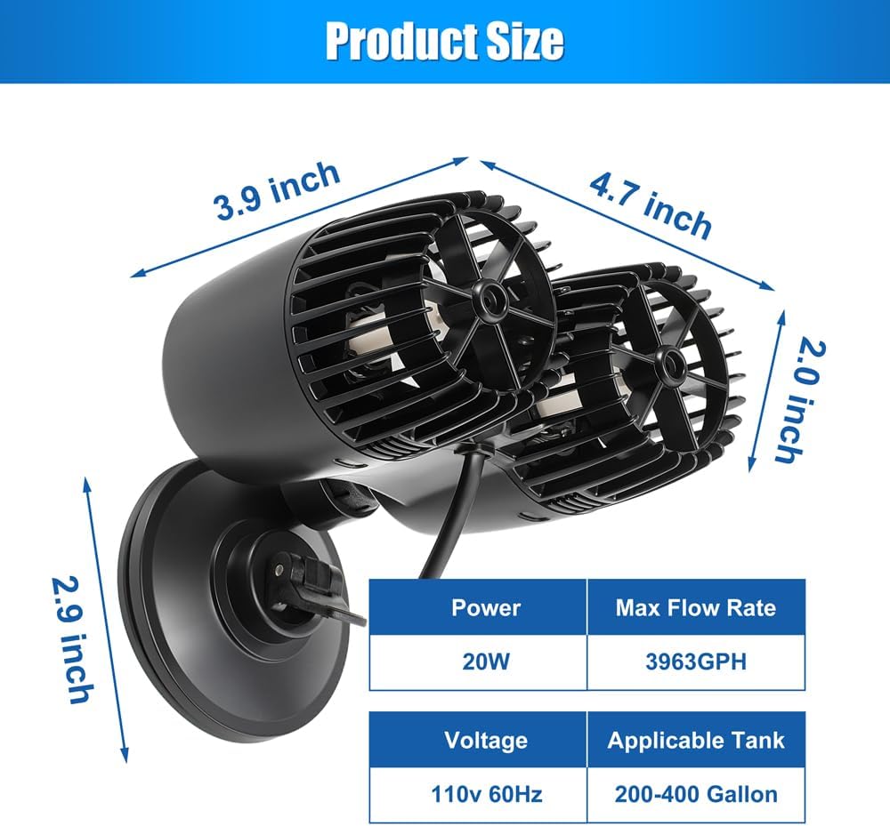 DaToo 800GPH Mini Aquarium Circulation Pump Ultra-quiet Fish Tank - 3963GPH - image 2