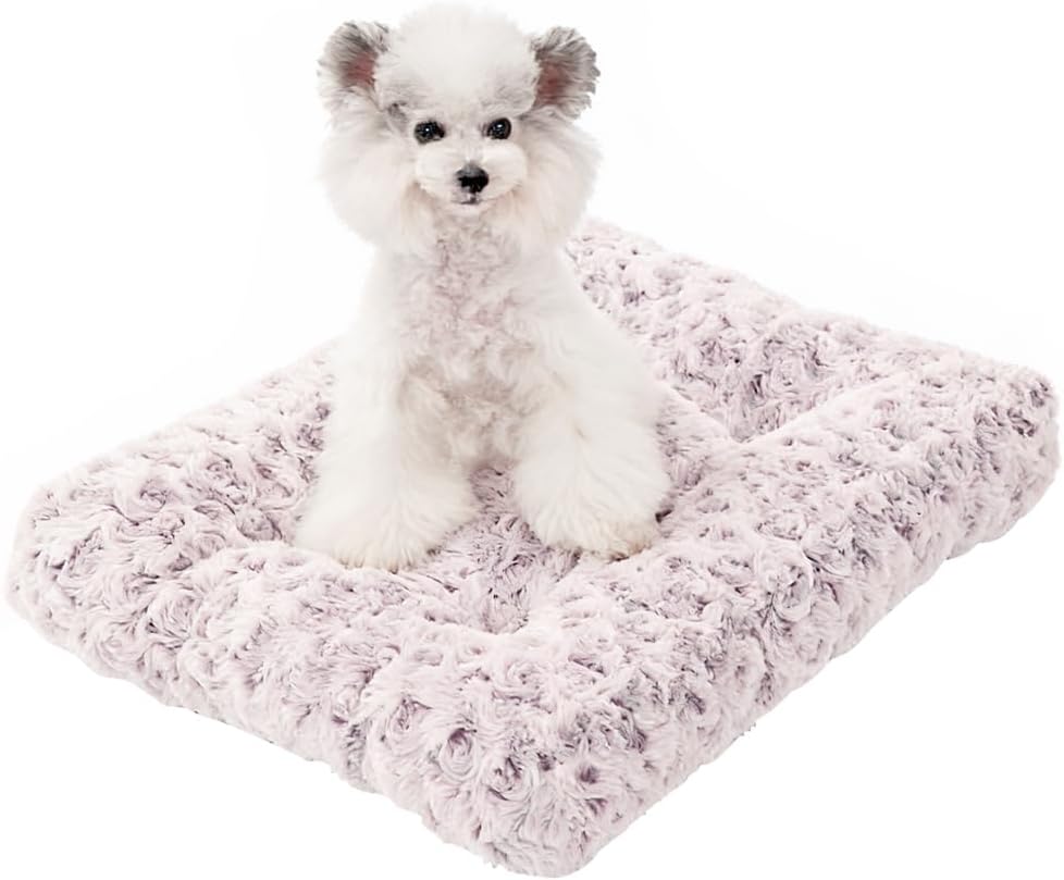 Large Dog Crate Bed Mat, Washable Plush Pad for Large Breeds – Essentials for Dogs - Purple / 23.0" L x 18.0" W x 3.0" Th