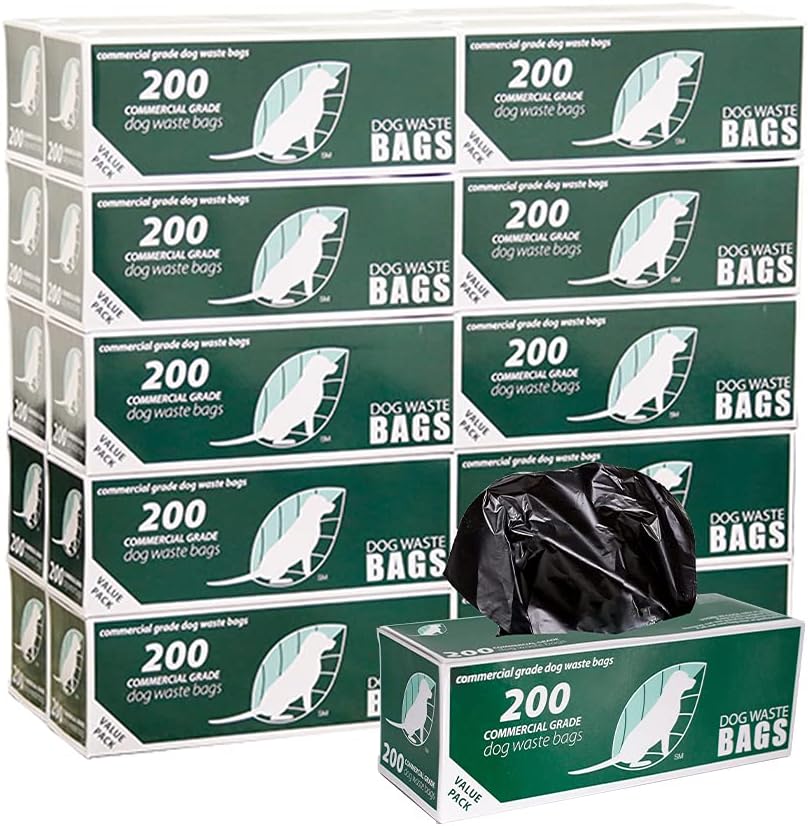 Zero Waste USA, 2, 000 Commercial Dog Waste Station Refill Bags - Opaque Black / 200 Count (Pack of 20)