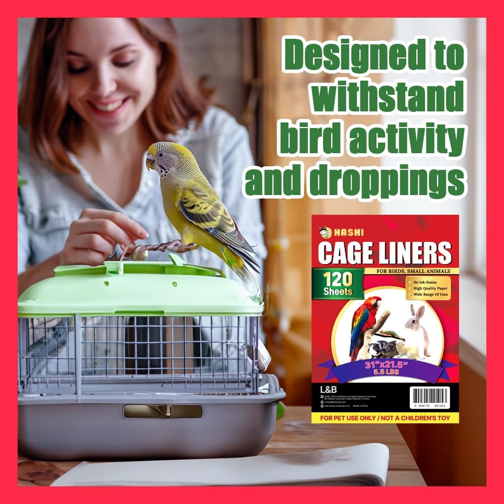 Large Bird Cage Liners, 120 Ink-Free Newsprint Sheets - Large (31" x 21.5") - image 2