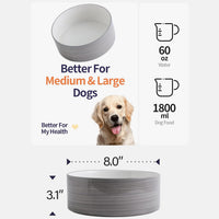 Black Elevated/Raised Dog Bowl Ceramic with Wood Stand for Medium - Grey White / 8 Inch - image 2