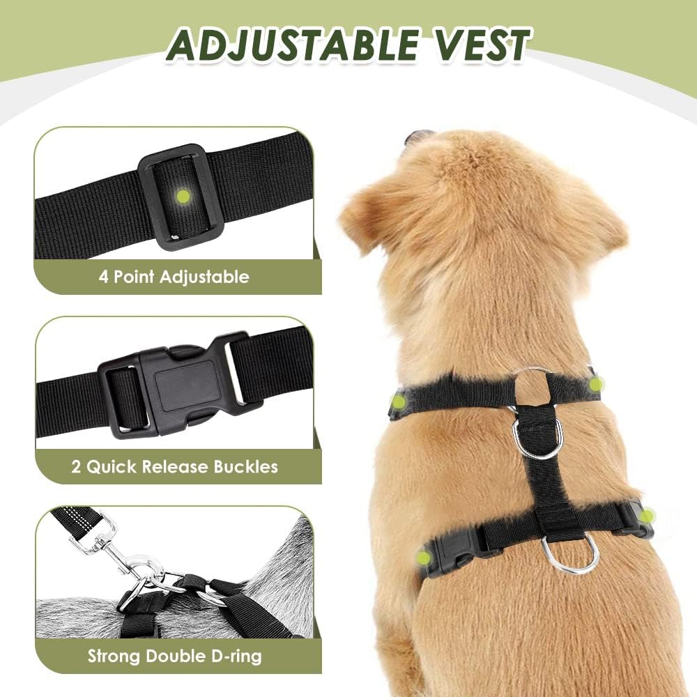 Lukovee Dog Car Harness Seat Belt Set - Medium / Black - image 4
