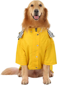 HDE Premium 2-Layer Zip Dog Raincoat Poncho w/Leash Hole & Hood - X-Large / Yellow - image 2