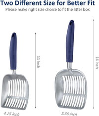 Cat Litter Scoop, Aluminum Alloy Sifter, Kitty Metal Scooper - Small / FLAT Aluminum \ #01 Blue Handle - image 3