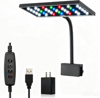 Aquarium LED Light USB 5V1A RGBW 5730 Timmer 1~10Gal Fish Tank Clip - 13.0 Watt Hours