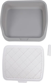 Fabater Dog Potty Toilet Training Tray, Portable Multifunctional Mesh Puppy Training Toilet Pad Holder with Bafflel for Small Dogs Puppies (Gray)