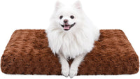 KSIIA Washable Dog Bed Medium Size Dog Crate Bed Plush Pet Mat - Brown / 23.0"L x 18.0"W x 3.0"Th
